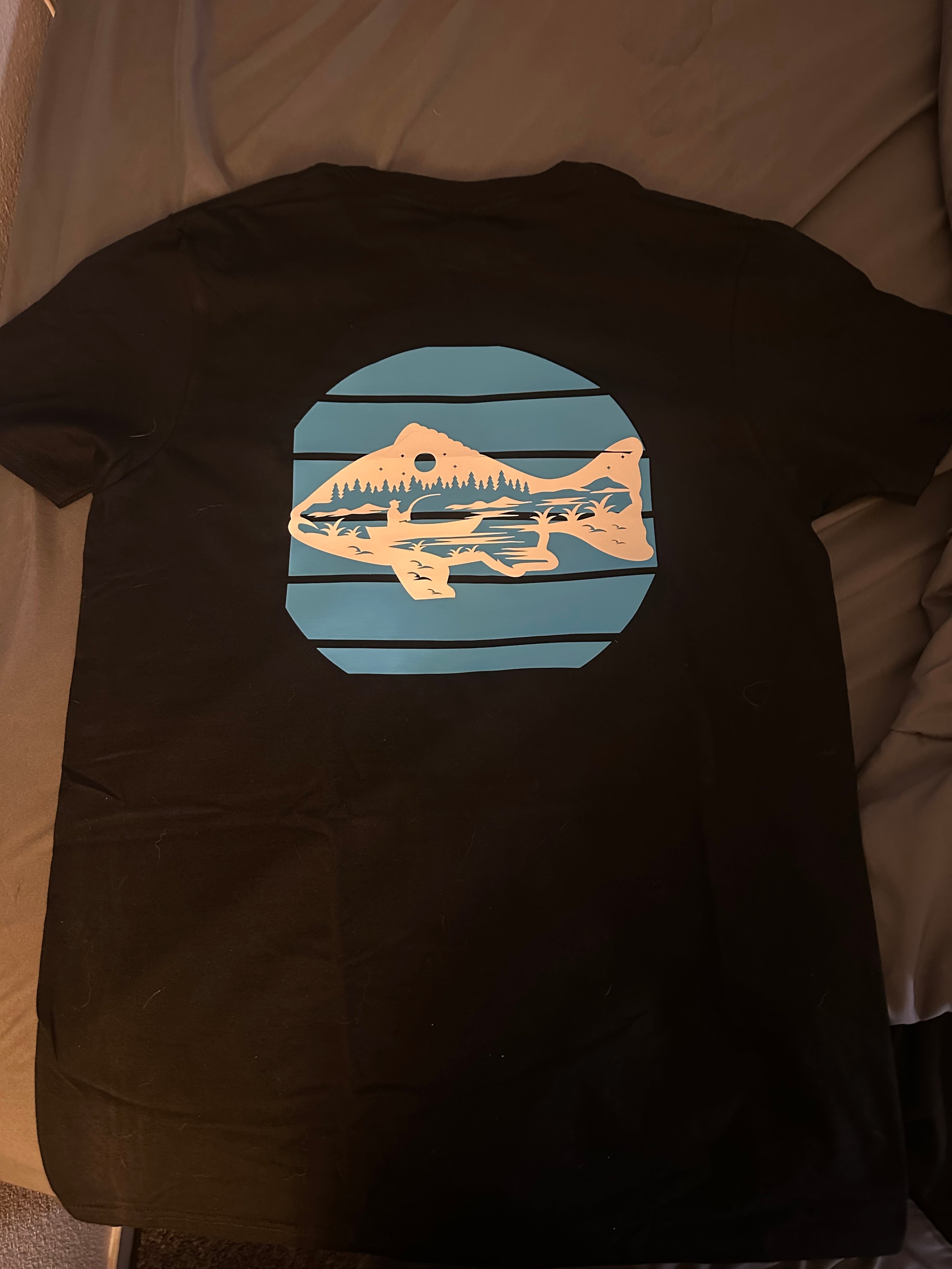 Retro Bass Sunset Fishing Shirt - Black